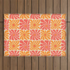 Vintage hippie flower art pattern Outdoor Rug Gallery Image 1