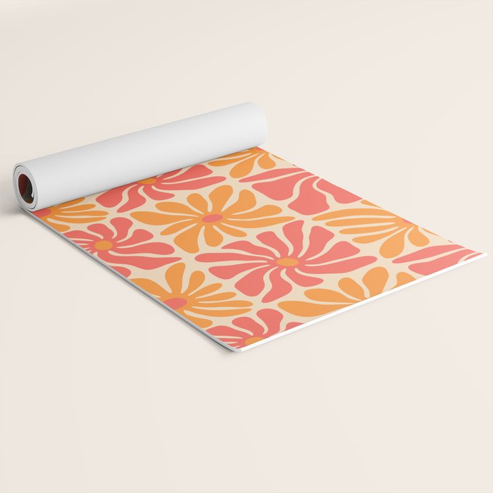 Vintage hippie flower art pattern Yoga Mat Gallery Image 2