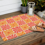 Vintage hippie flower art pattern Outdoor Rug Gallery Image 2