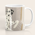 Portrait of a dog on a striped chair Coffee Mug Gallery Image 1