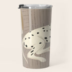 Portrait of a dog on a striped chair Travel Mug Gallery Image 3