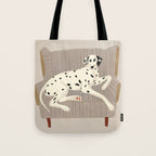 Portrait of a dog on a striped chair Tote Bag Gallery Image 1