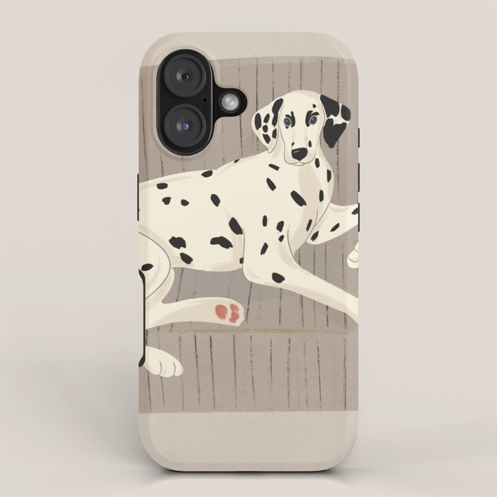 Portrait of a dog on a striped chair iPhone Case Gallery Image 1