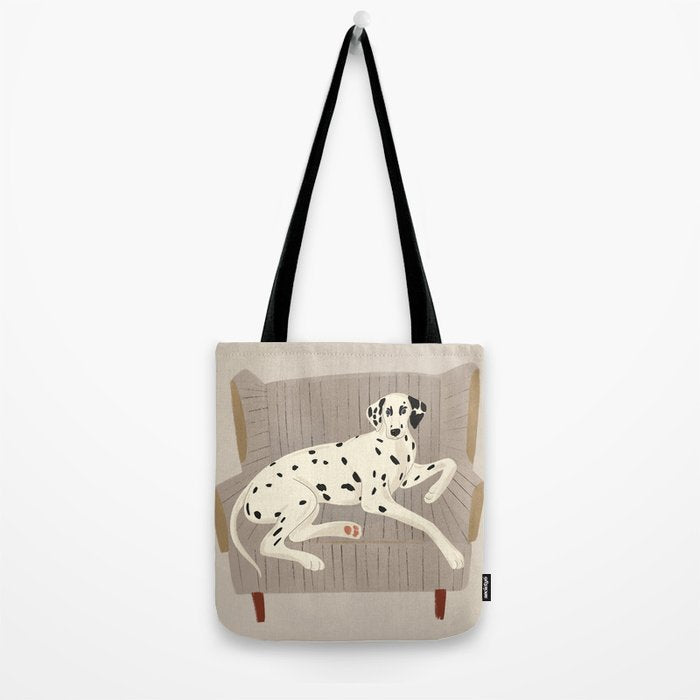 Portrait of a dog on a striped chair Tote Bag Gallery Image 2