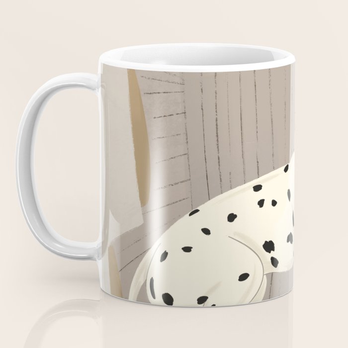 Portrait of a dog on a striped chair Coffee Mug Gallery Image 3