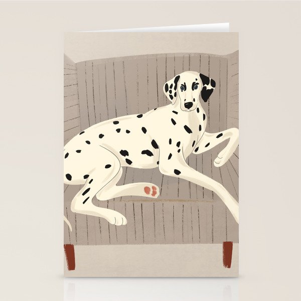 Portrait of a dog on a striped chair Stationery Card Gallery Image 2