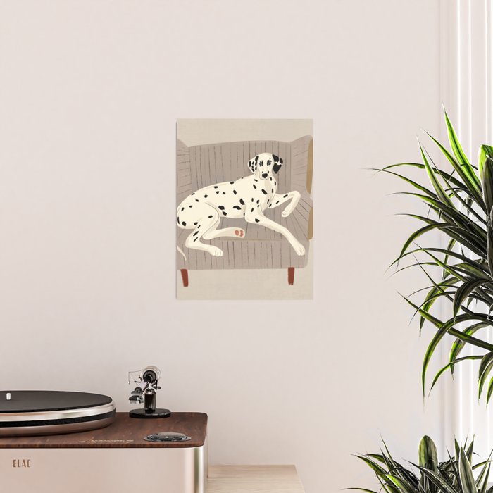 Portrait of a dog on a striped chair Poster Gallery Image 2