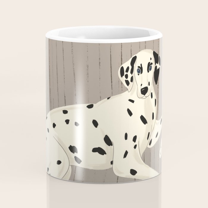 Portrait of a dog on a striped chair Coffee Mug Gallery Image 4