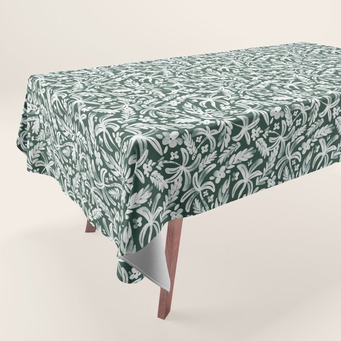 Greenish Tropical Palm Breeze Tablecloth Gallery Image 1