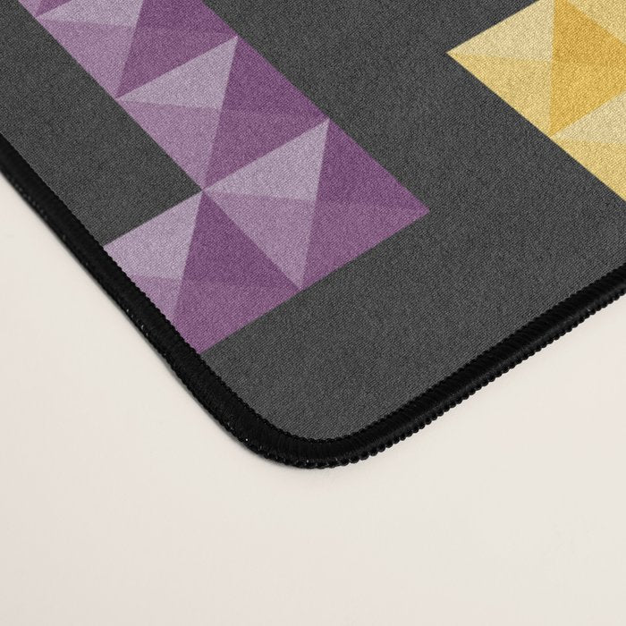 Tetris bricks jewel tones on black pattern Desk Mat Gallery Image 4
