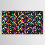 Tetris bricks jewel tones on black pattern Tablecloth Gallery Image 2