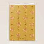 Cute Hair Bows & Stars in Yellow Ochre & Peach Stationery Card Gallery Image 2