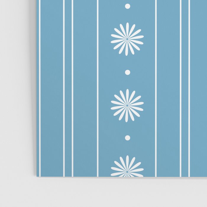 Daisy Stripes Pattern in Light Blue and White Poster Gallery Image 3