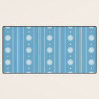 Daisy Stripes Pattern in Light Blue and White Desk Mat Gallery Image 3