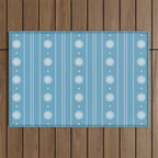 Daisy Stripes Pattern in Light Blue and White Outdoor Rug Gallery Image 1