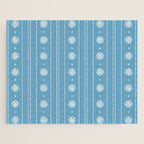Daisy Stripes Pattern in Light Blue and White Jigsaw Puzzle Gallery Image 1