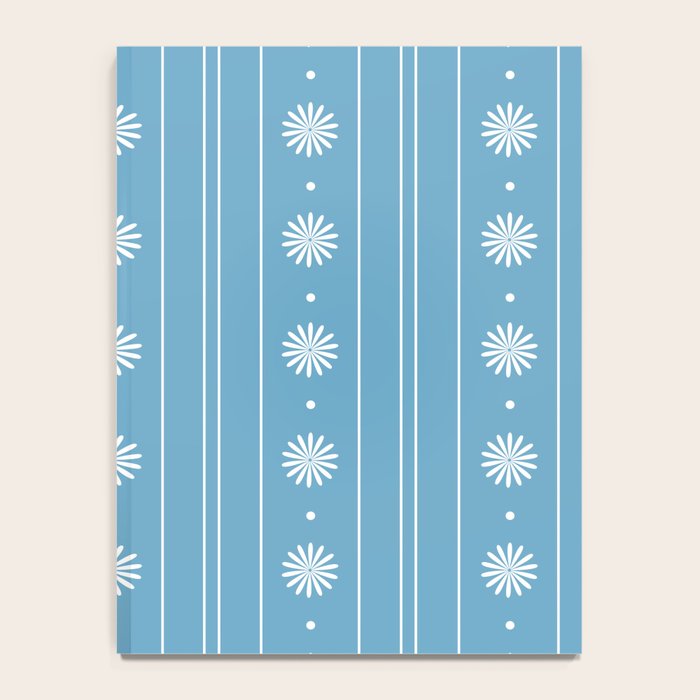Daisy Stripes Pattern in Light Blue and White Notebook Gallery Image 4