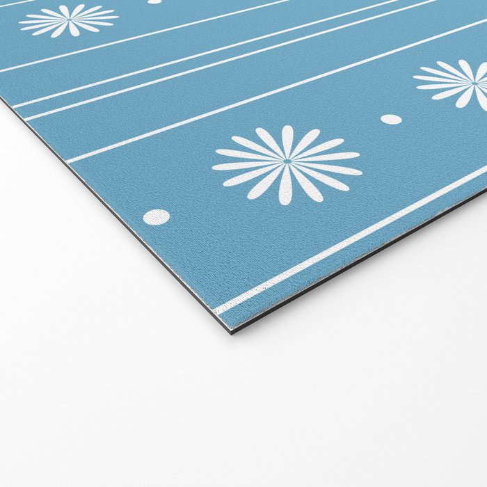 Daisy Stripes Pattern in Light Blue and White Welcome Mat Gallery Image 2