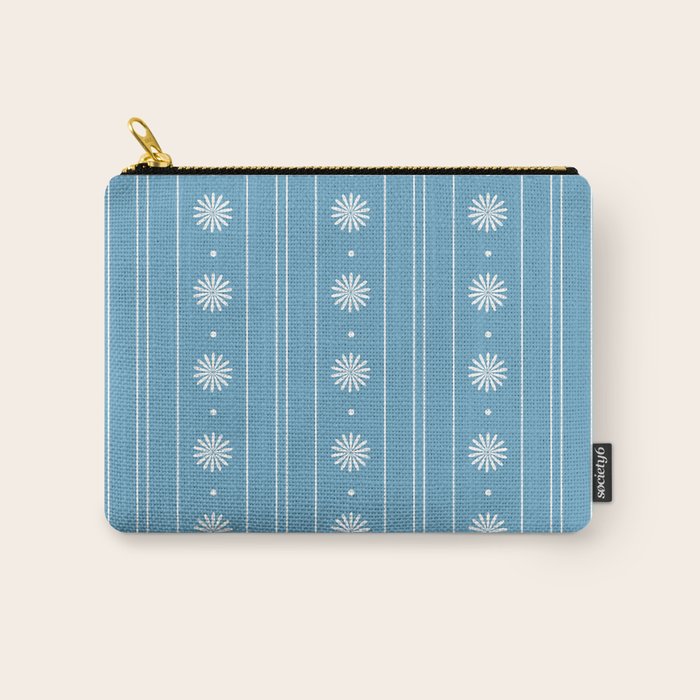 Daisy Stripes Pattern in Light Blue and White Carry All Pouch Gallery Image 1