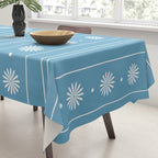 Daisy Stripes Pattern in Light Blue and White Tablecloth Gallery Image 3