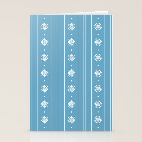 Daisy Stripes Pattern in Light Blue and White Stationery Card Gallery Image 2