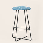 Daisy Stripes Pattern in Light Blue and White Stool Gallery Image 1