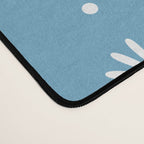 Daisy Stripes Pattern in Light Blue and White Desk Mat Gallery Image 4
