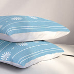 Daisy Stripes Pattern in Light Blue and White Pillow Sham Gallery Image 3