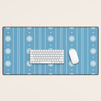 Daisy Stripes Pattern in Light Blue and White Desk Mat Gallery Image 1