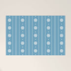 Daisy Stripes Pattern in Light Blue and White Welcome Mat Gallery Image 1