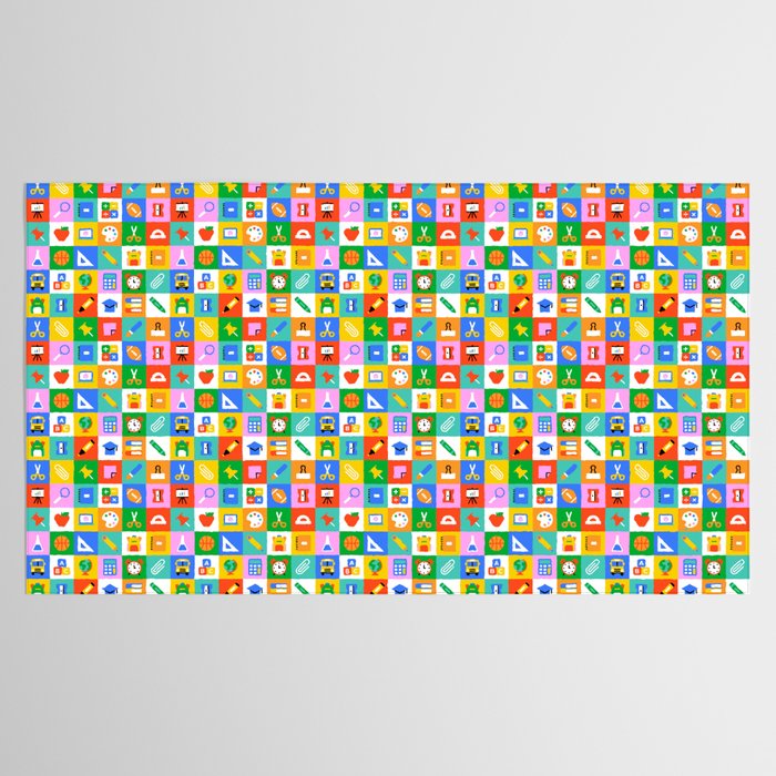 Colorful back to school geometric mosaic pattern Tablecloth Gallery Image 2