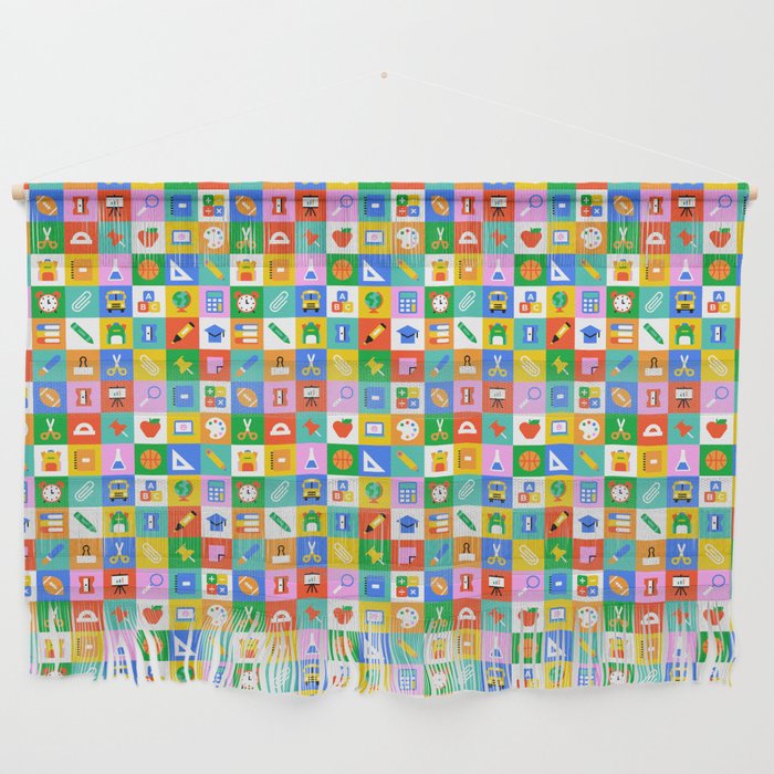 Colorful back to school geometric mosaic pattern Wall Hanging Gallery Image 1