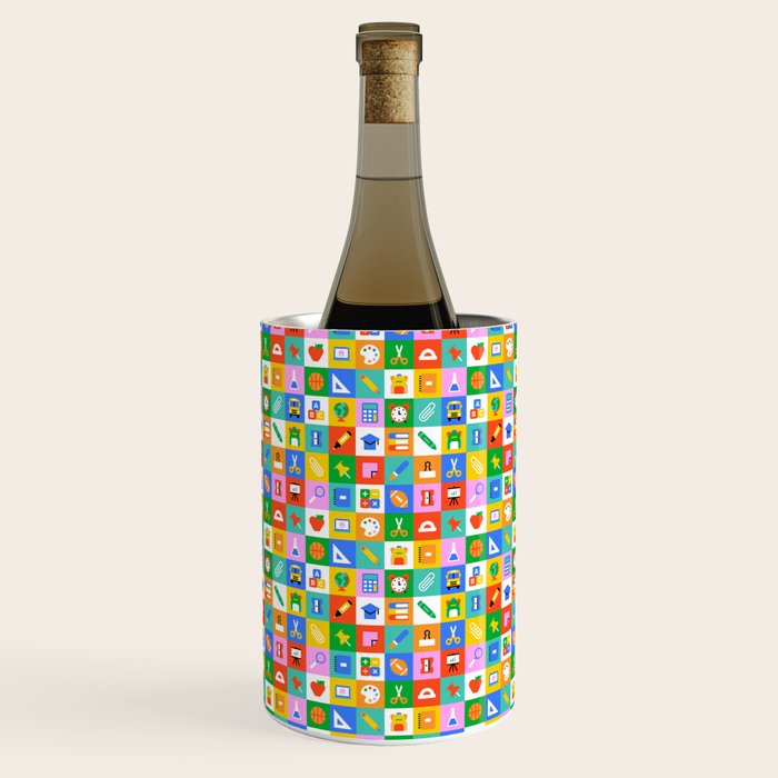Colorful back to school geometric mosaic pattern Wine Chiller Gallery Image 3