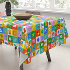Colorful back to school geometric mosaic pattern Tablecloth Gallery Image 3