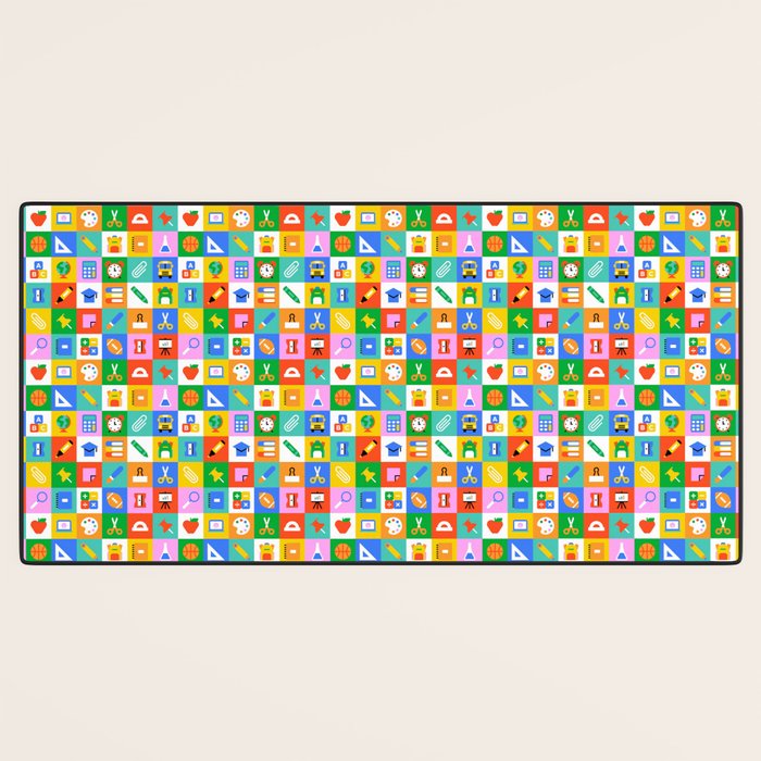 Colorful back to school geometric mosaic pattern Desk Mat Gallery Image 3
