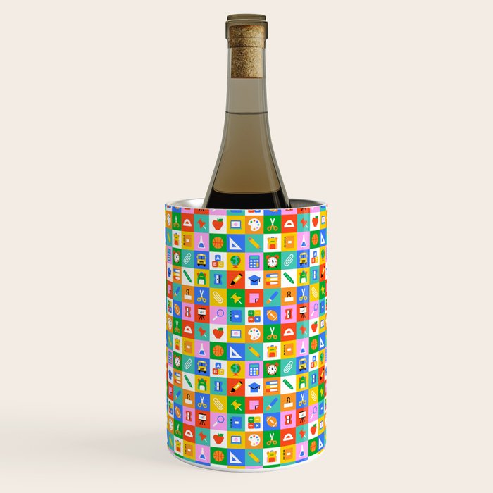 Colorful back to school geometric mosaic pattern Wine Chiller Gallery Image 1