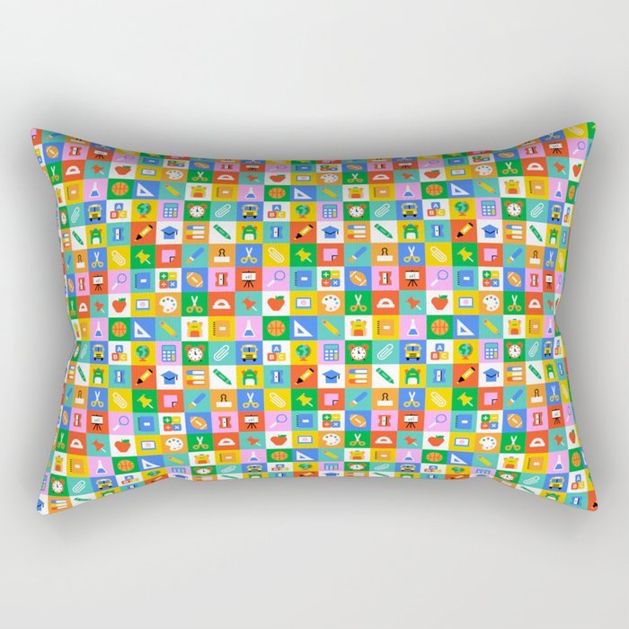 Colorful back to school geometric mosaic pattern Rectangular Pillow Gallery Image 2