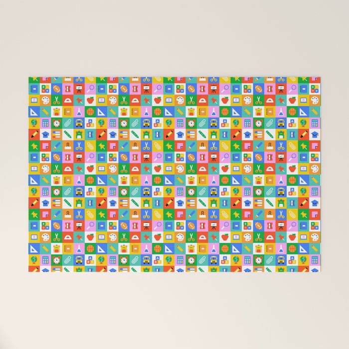 Colorful back to school geometric mosaic pattern Welcome Mat Gallery Image 1