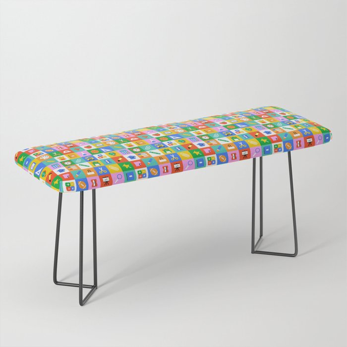 Colorful back to school geometric mosaic pattern Bench Gallery Image 1