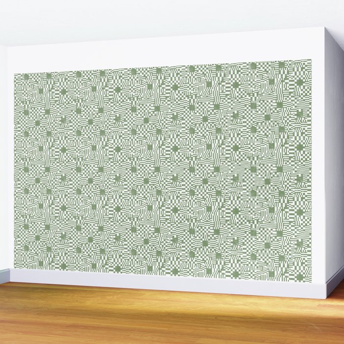 Green Op Art Vibes Wall Mural Gallery Image 2