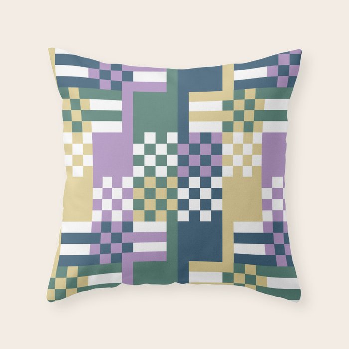 Abstract Block Mosaic R Throw Pillow Gallery Image 1