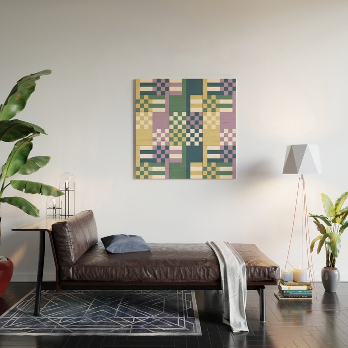 Abstract Block Mosaic R Wood Wall Art Gallery Image 2