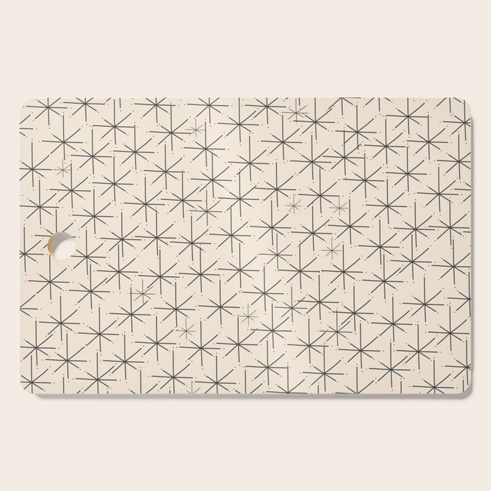 Stella - Atomic Age Mid Century Modern Starburst Pattern in Charcoal Gray and Almond Cream Cutting Board Gallery Image 1