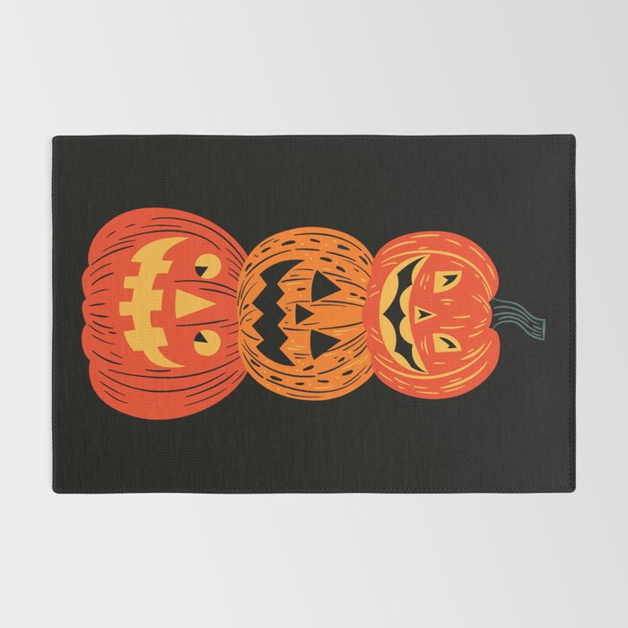 Happy halloween pumpkin jack o lantern art Rug Gallery Image 2