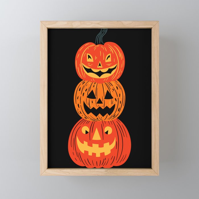 Happy halloween pumpkin jack o lantern art Mini Art Print Gallery Image 1