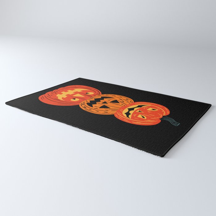 Happy halloween pumpkin jack o lantern art Rug Gallery Image 3