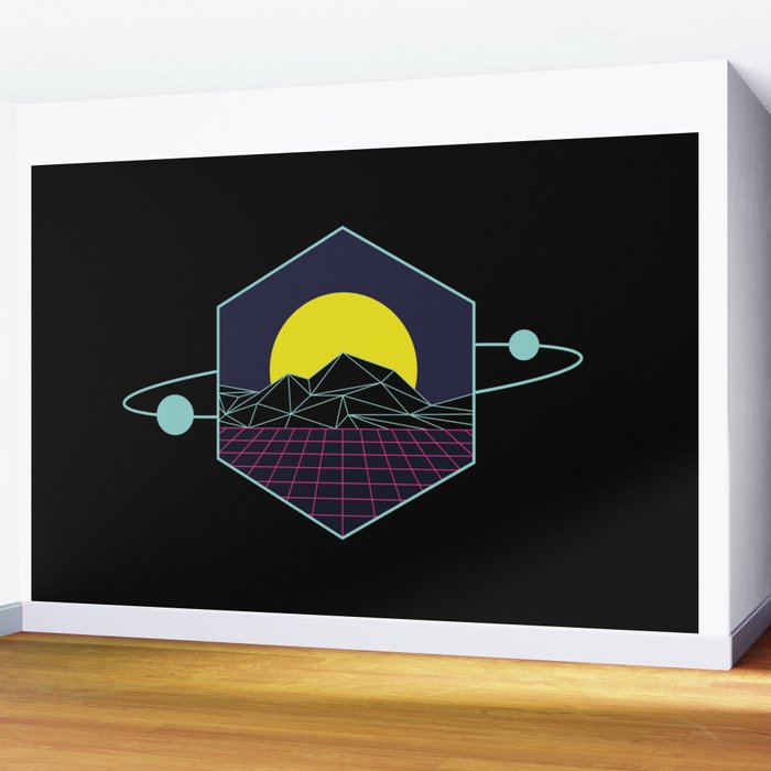 Outrun to the Sun / Spacewave / 80s Retro Wall Mural Gallery Image 2
