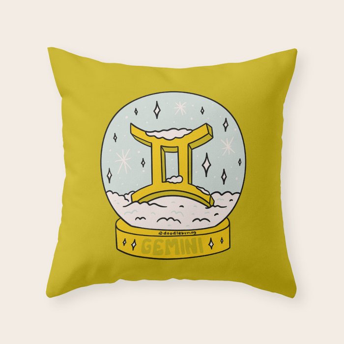 Gemini Snow Globe Throw Pillow Gallery Image 1