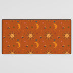 Folk Moon and Star Print in Orange Desk Mat Gallery Image 3