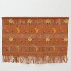 Folk Moon and Star Print in Orange Wall Hanging Gallery Image 1